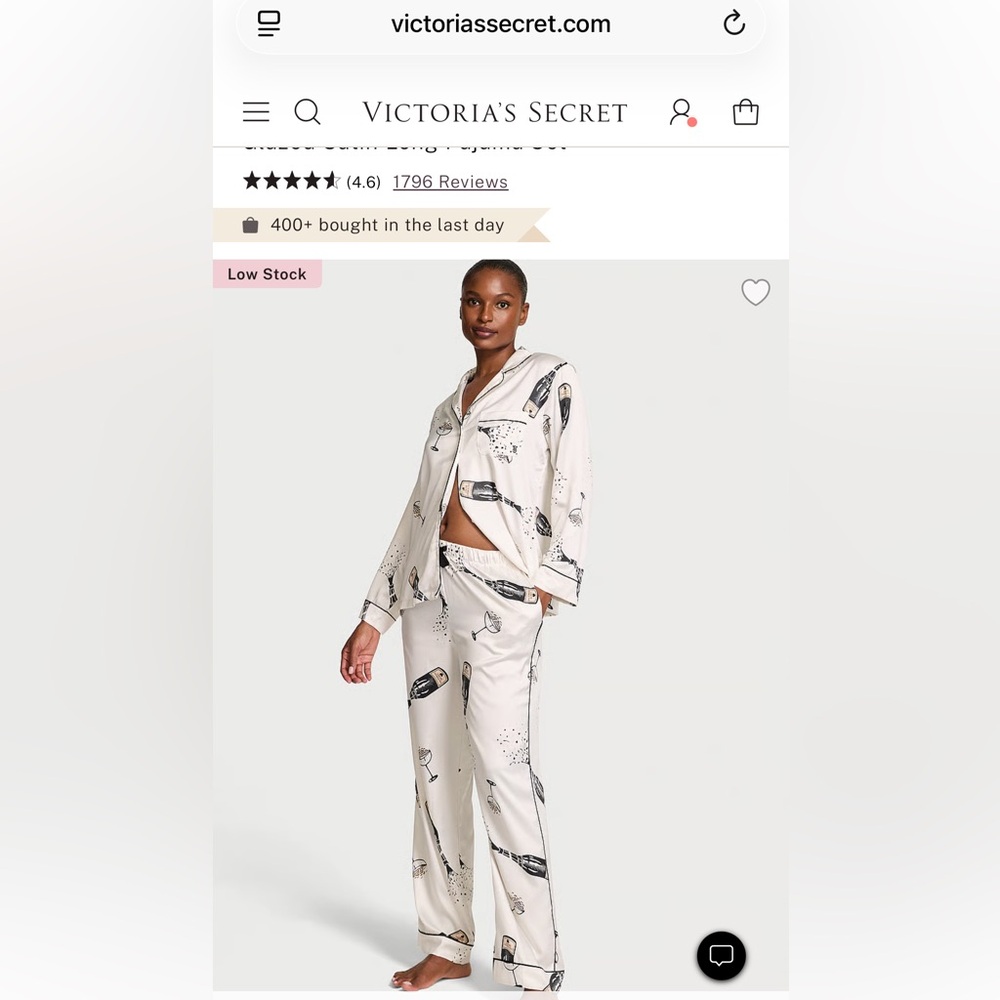 HTF Rare New Victoria's Secret Glazed Satin Pajama Set Champagne Toast Size L